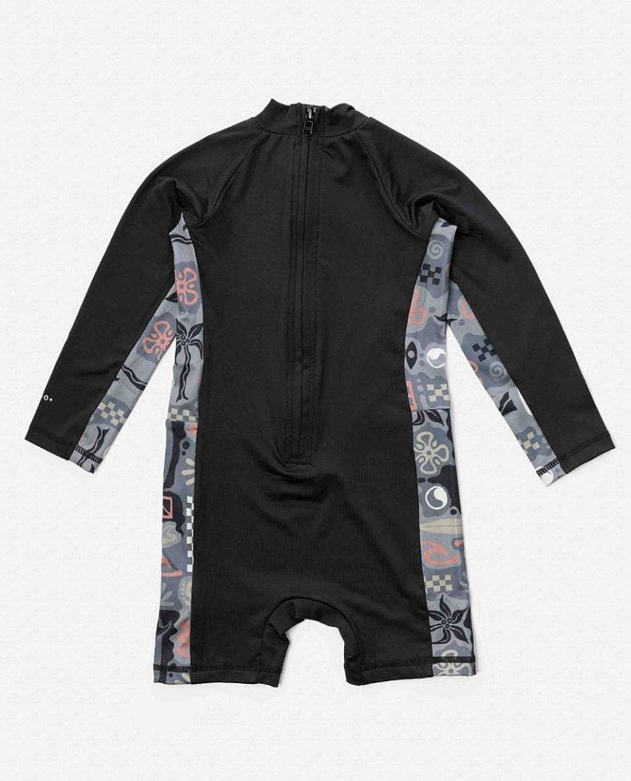 Kids Rip Curl Rash Guards & Vest | Gremlin Long Sleeve Upf Spring Suit - Boy'S (1-8 Years) Washed Black