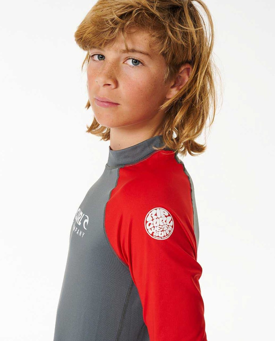 Kids Rip Curl Rash Guards & Vest | Shock Uv Long Sleeve Rash Vest - Boys (8-16 Years)