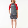 Kids Rip Curl Rash Guards & Vest | Shock Uv Short Sleeve Rash Vest - Boys (8-16 Years)