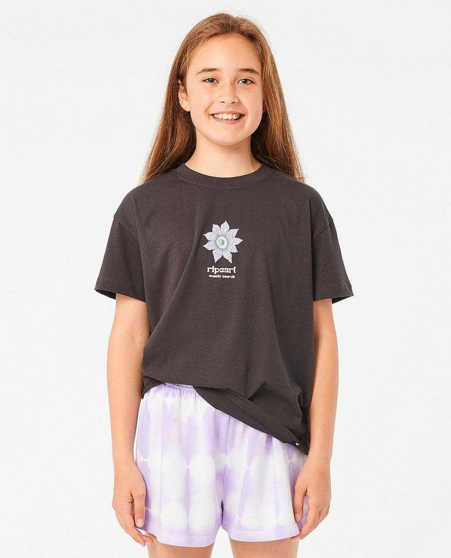 Girls Rip Curl Tops & Tees | Cosmic Search Tee - Girls (8-14 Years) Washed Black