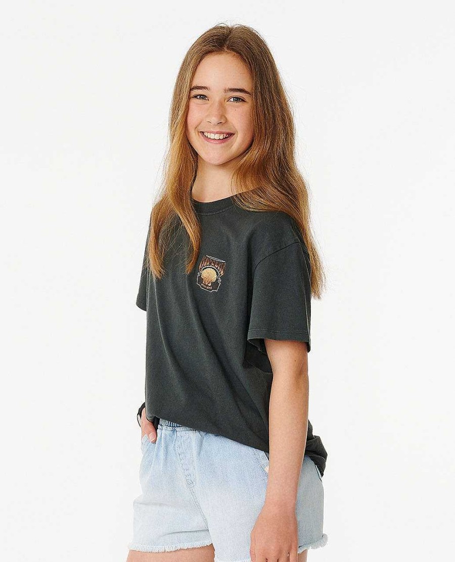 Girls Rip Curl Tops & Tees | Meribella Heritage Tee - Girls (8-14 Years) Washed Black