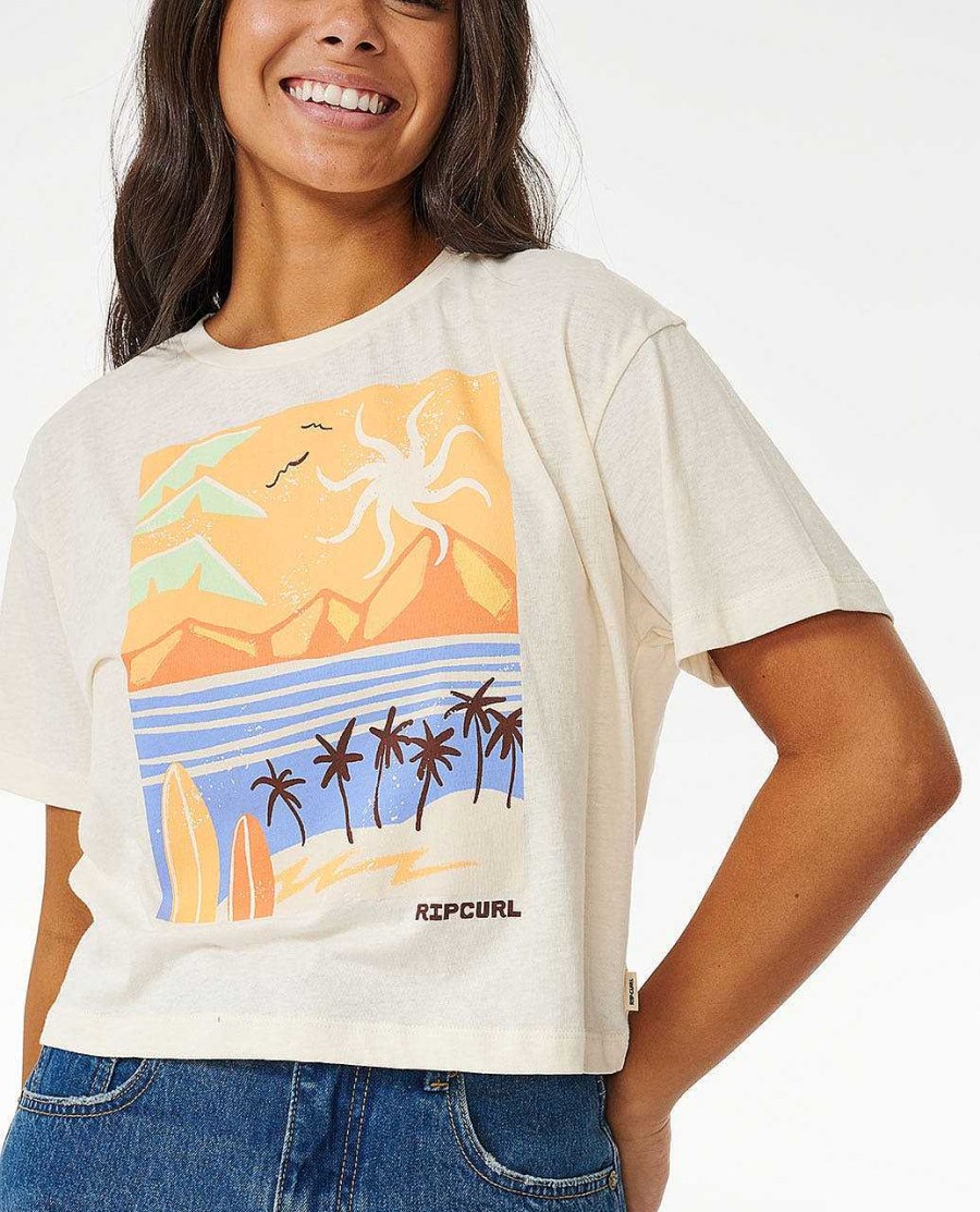 Women Rip Curl Tees & Tanks | Calypso Crop Tee Bone