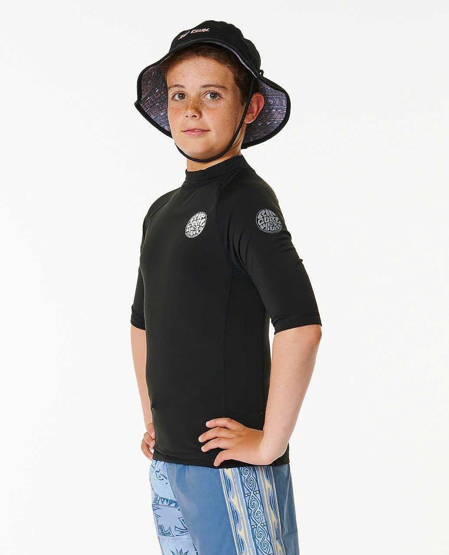 Kids Rip Curl Rash Guards & Vest | Icons Uv Brushed Short Sleeve Rash Vest - Boys (8-16 Years)