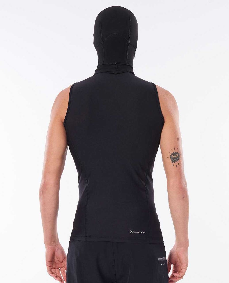 Men Rip Curl Jackets Vests & Bottoms | Flashbomb 0.5Mm Hooded Vest Black