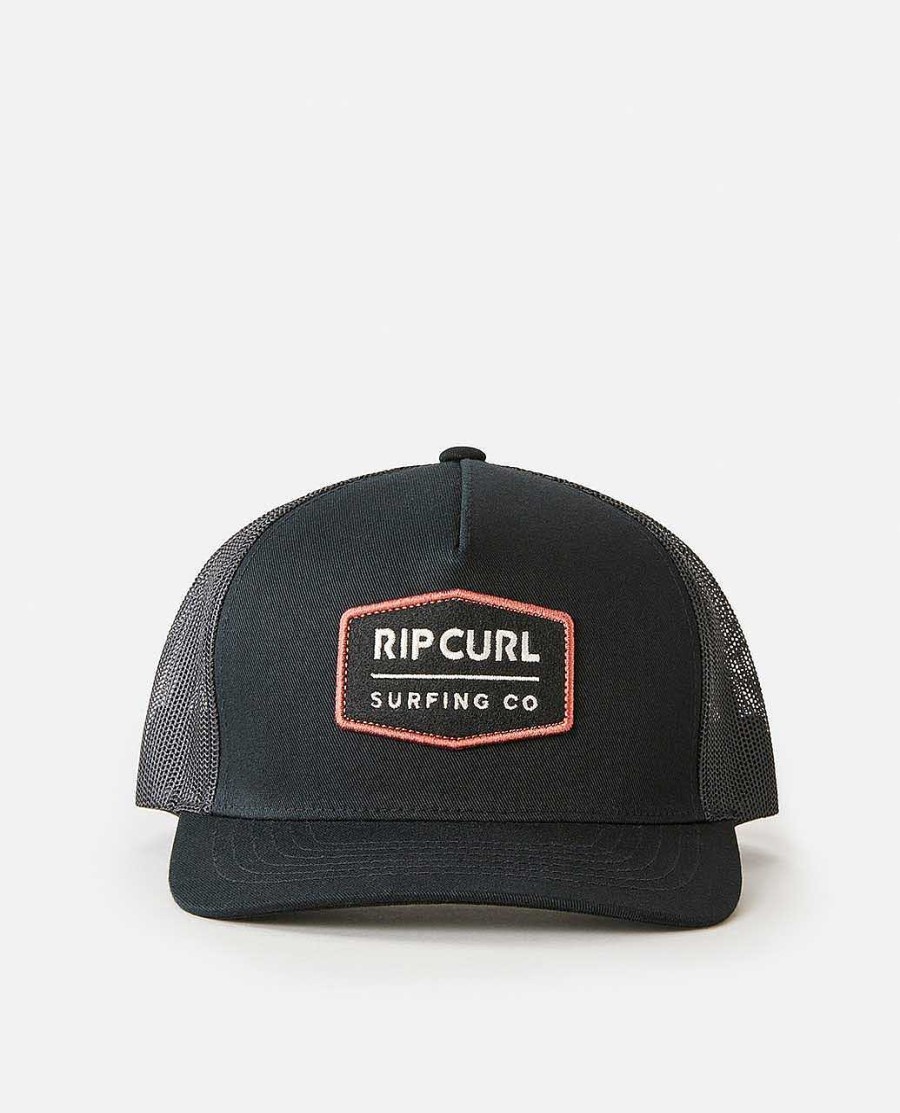 Men Rip Curl Hats & Beanies | Marker Curve Trucker Cap Black