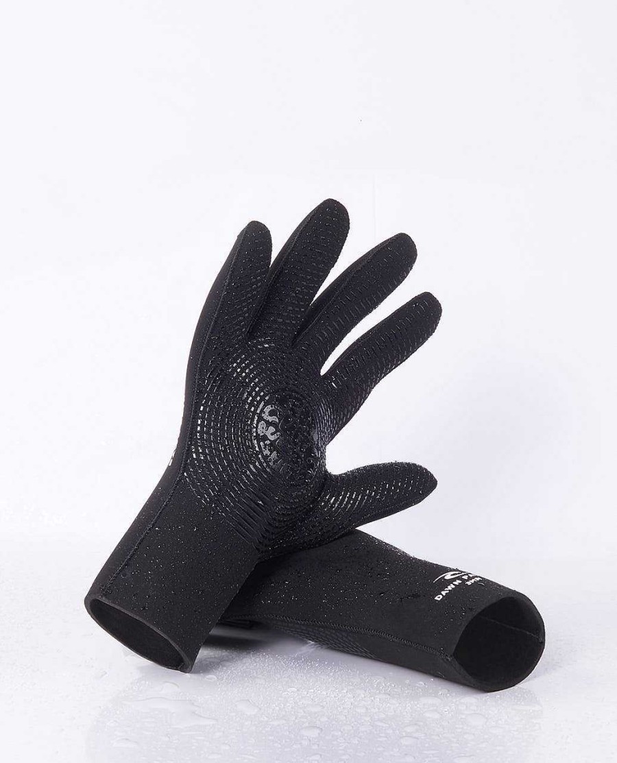 Men Rip Curl Booties Gloves & Hoods | Dawn Patrol 3Mm Gloves Black