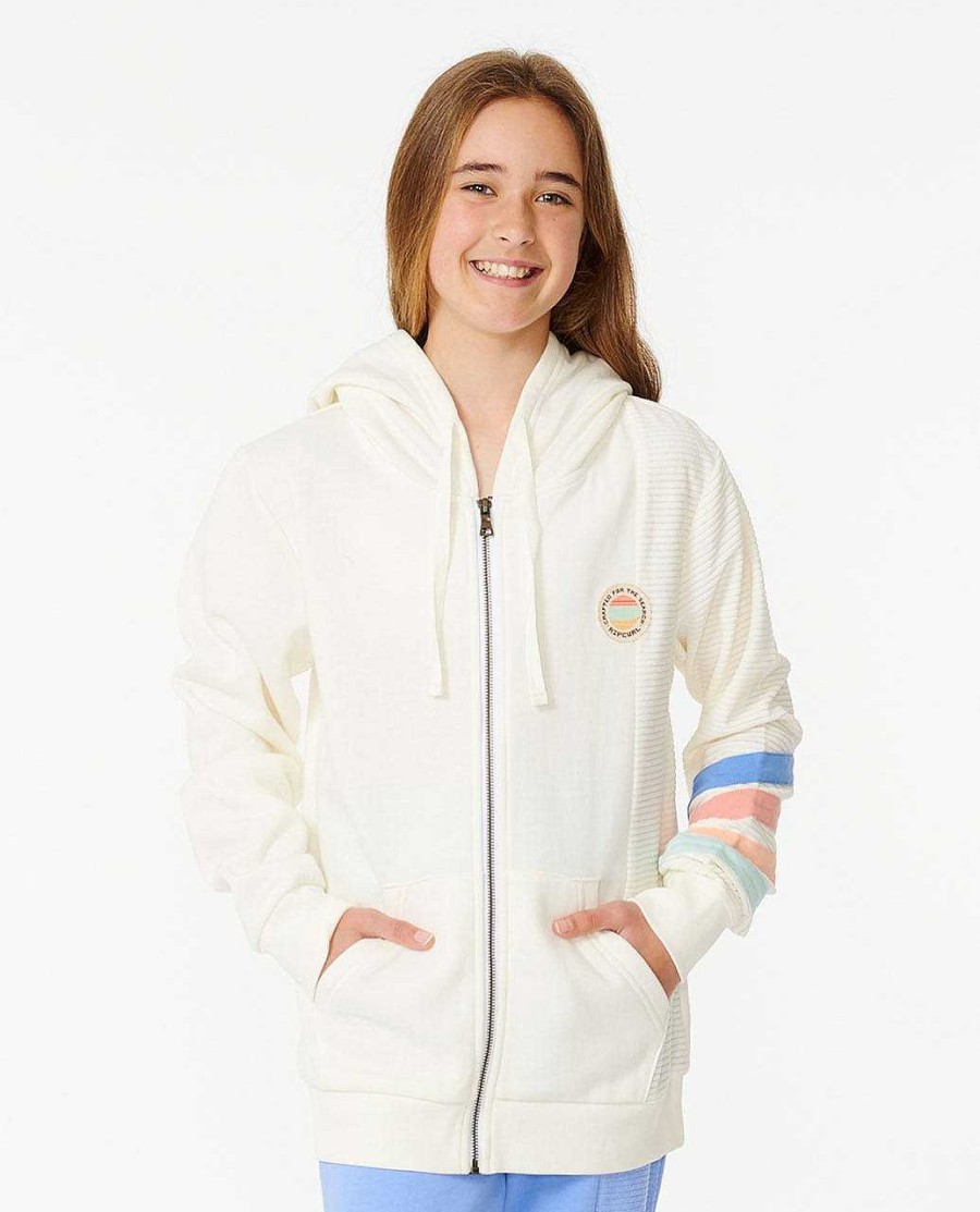 Girls Rip Curl Hoodies & Jumpers | Trails Zip Through Hood - Girls (8-14 Years) Bone