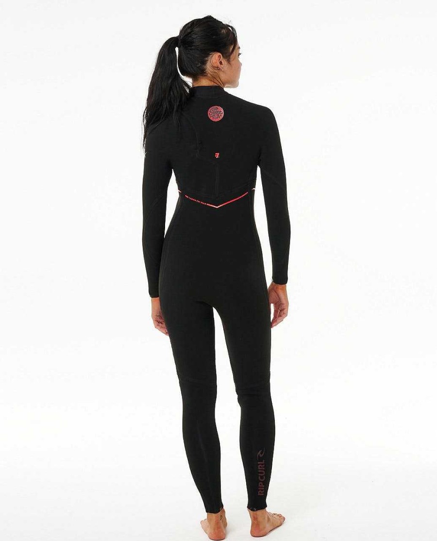 Women Rip Curl Fullsuits | E7 Women'S Flashbomb Fusion 3/2Mm Zip Free Wetsuit Black