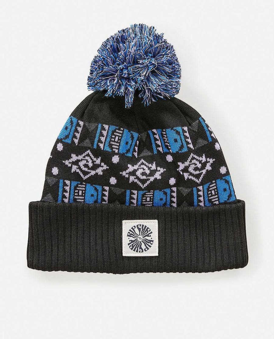 Men Rip Curl Hats & Beanies | Swc Jacquard Tall Beanie Black