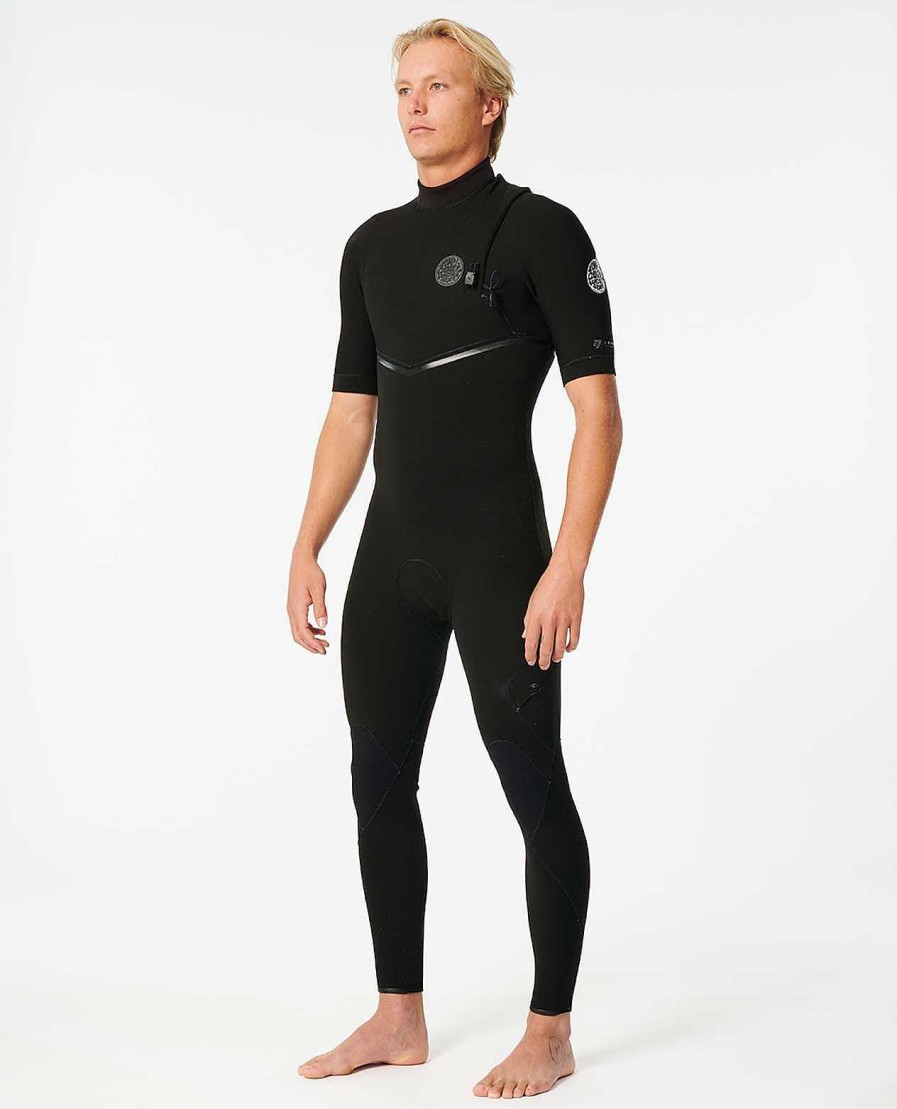 Men Rip Curl Fullsuits | E7 E-Bomb Zip Free 2/2 Short Sleeve Wetsuit Black