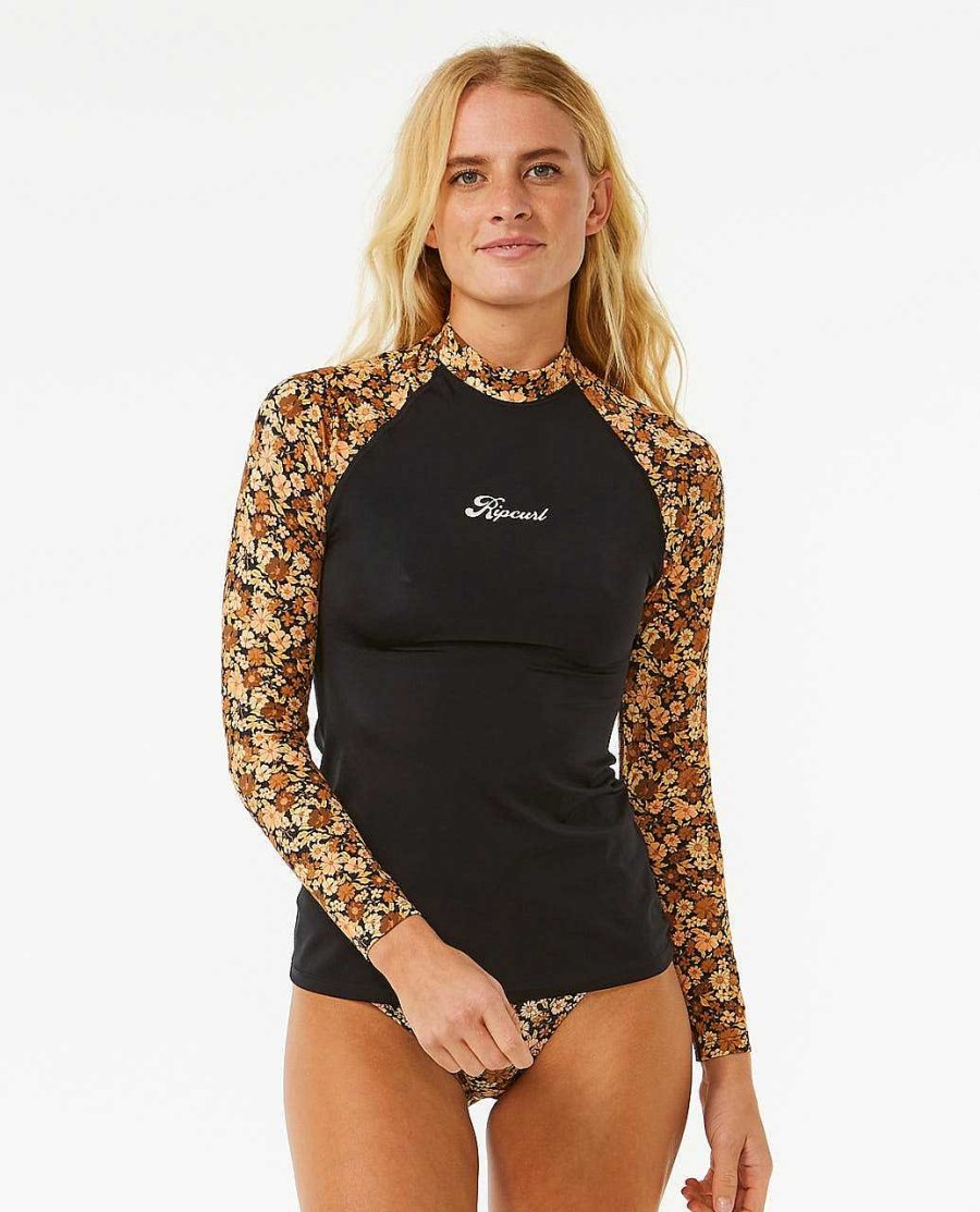 Women Rip Curl Rash Guards | Sea Of Dreams Upf50+ Long Sleeve Rash Vest Brown