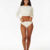 Women Rip Curl Bikini Tops | Ellis Cropped Rash Guard Cream