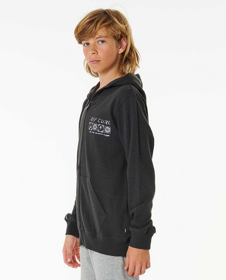 Boys Rip Curl Hoodies & Fleece | Pure Surf Zip Through Hood - Boys (8-16 Years) Washed Black