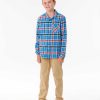 Boys Rip Curl Tops & Tees | Checked In Flannel Shirt - Boys (8-16 Years) Cobalt