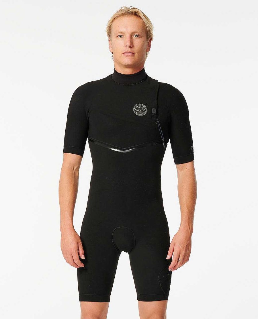 Men Rip Curl Springsuits | E-Bomb 2Mm Zip Free Short Sleeve Springsuit Black