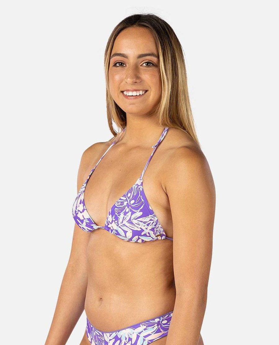 Women Rip Curl Bikini Tops | Palm Party Sliding Triangle Bikini Top Purple