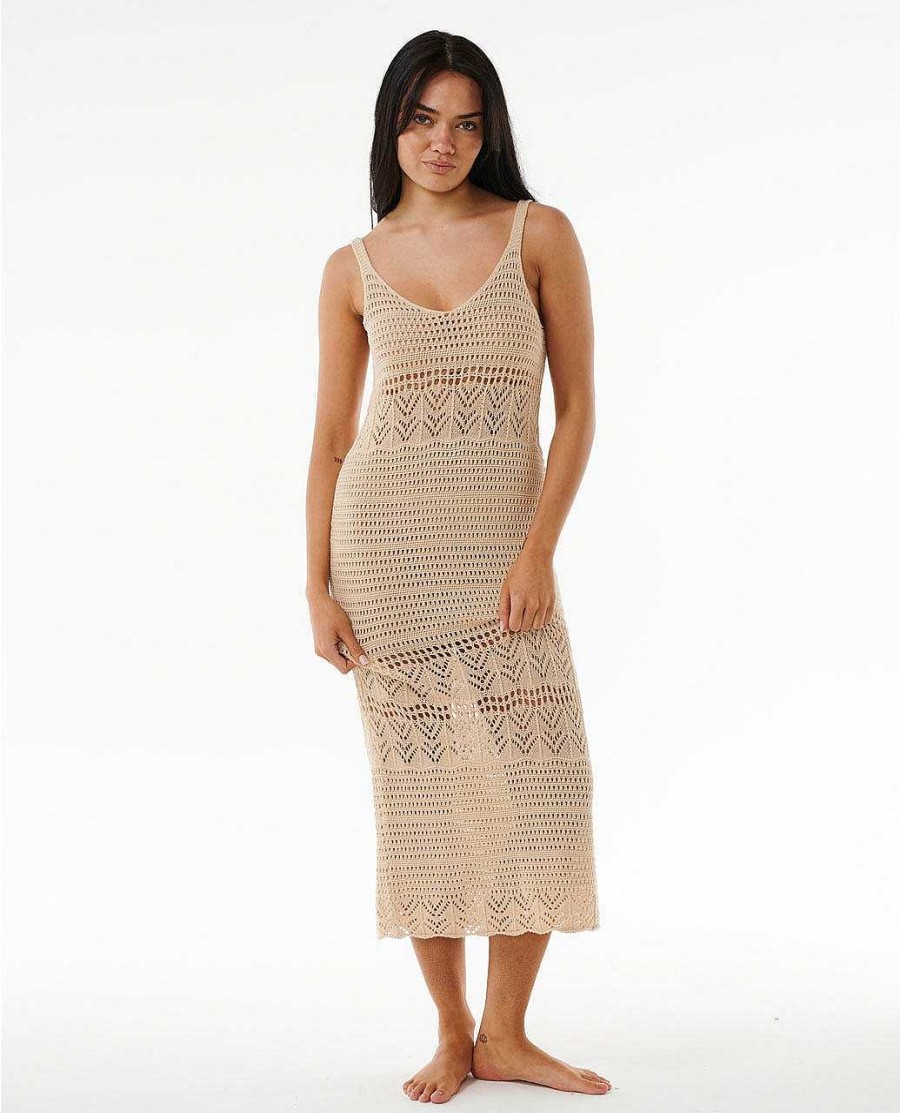 Women Rip Curl Dresses & Rompers | Sea Of Dreams Crochet Maxi Dress Natural