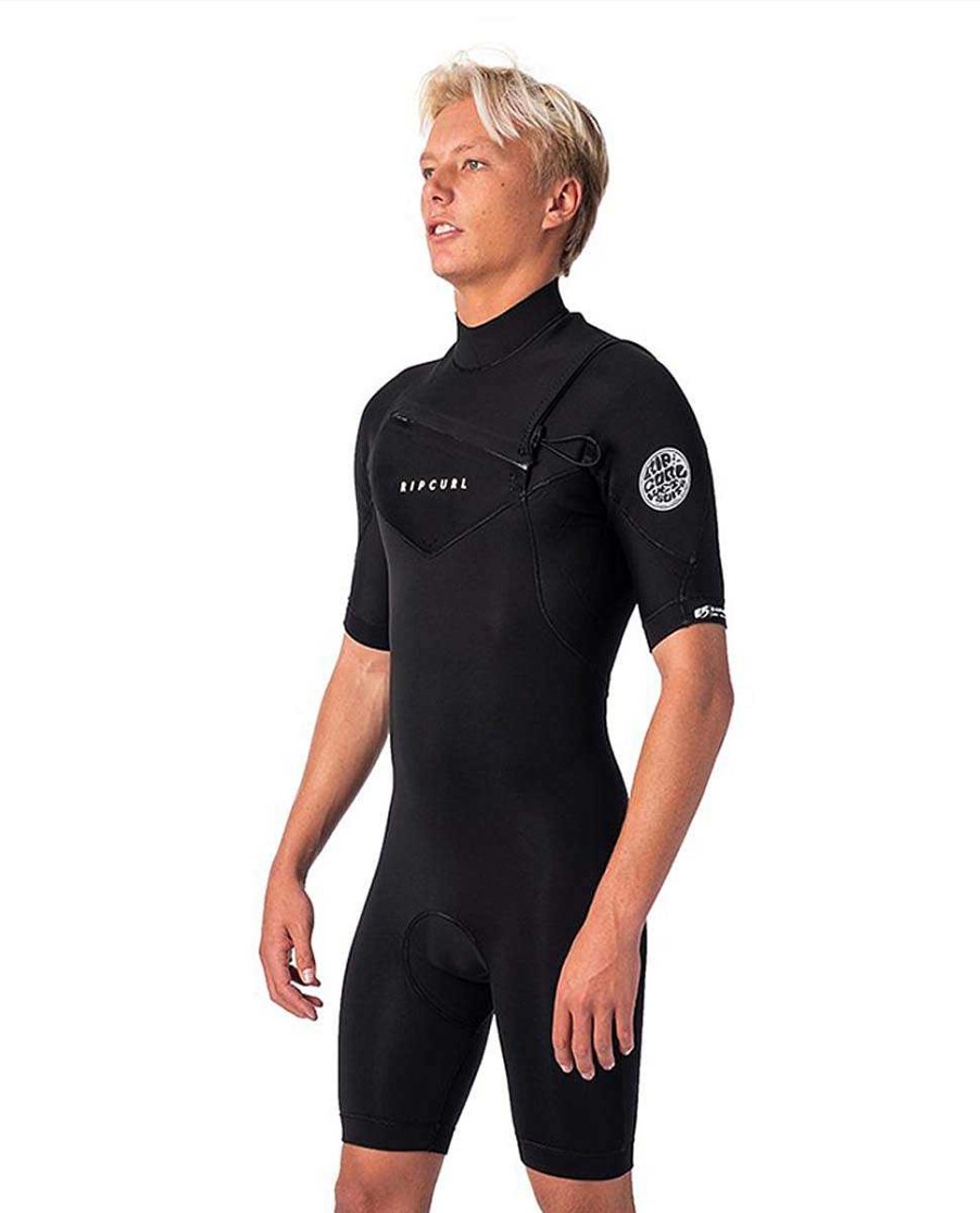 Men Rip Curl Springsuits | Dawn Patrol 2/2 Chest Zip Wetsuit Spring Black