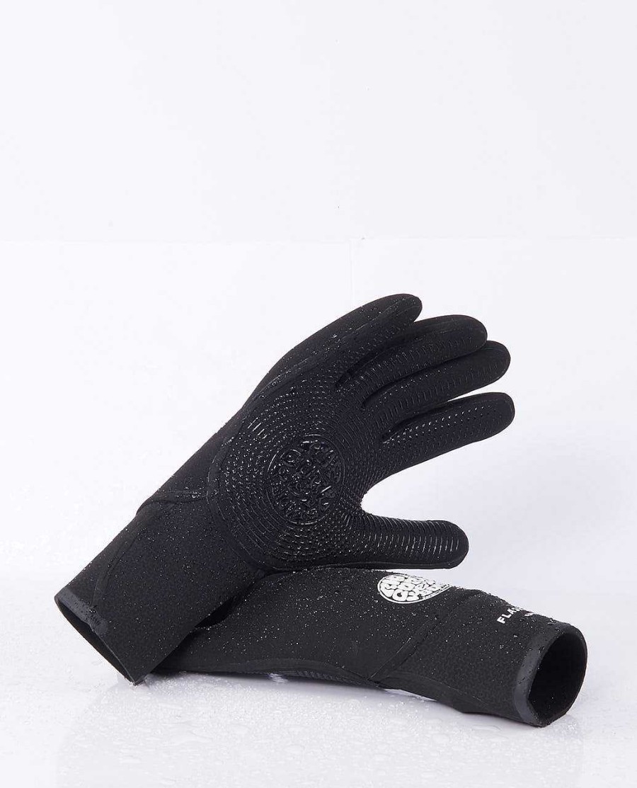 Men Rip Curl Booties Gloves & Hoods | Flashbomb 5/3 5 Finger Gloves Black