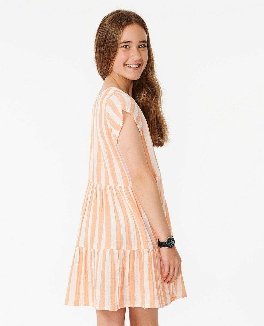 Girls Rip Curl Dresses & Rompers | Premium Surf Stripe Dress - Girls (8-14 Years) Peach