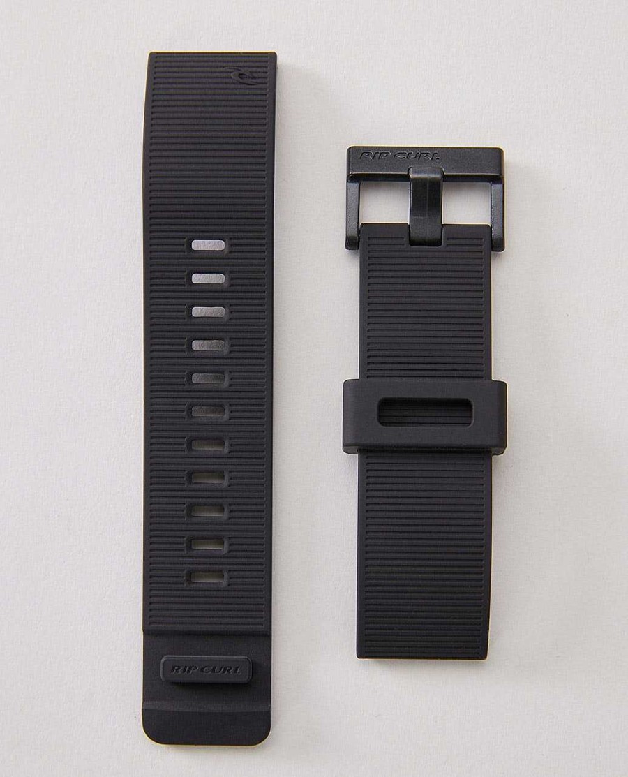 Men Rip Curl Watches | Silicone 24Mm Watch Band Black