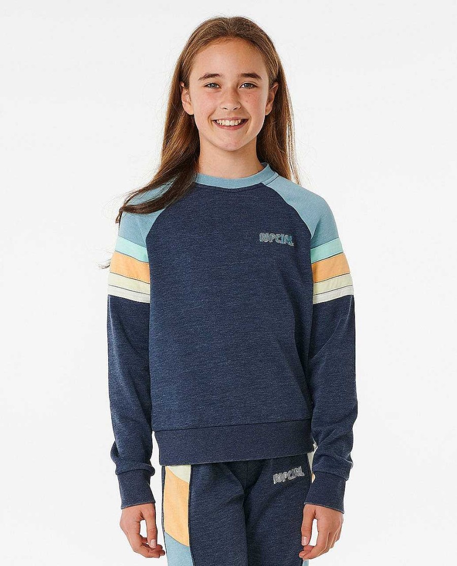 Girls Rip Curl Hoodies & Jumpers | Surf Revival Raglan Crew - Girl (8-14 Years) Dark Navy