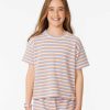 Girls Rip Curl Tops & Tees | Sun Stripe Knit Tee - Girls (8-14 Years) Mid Blue