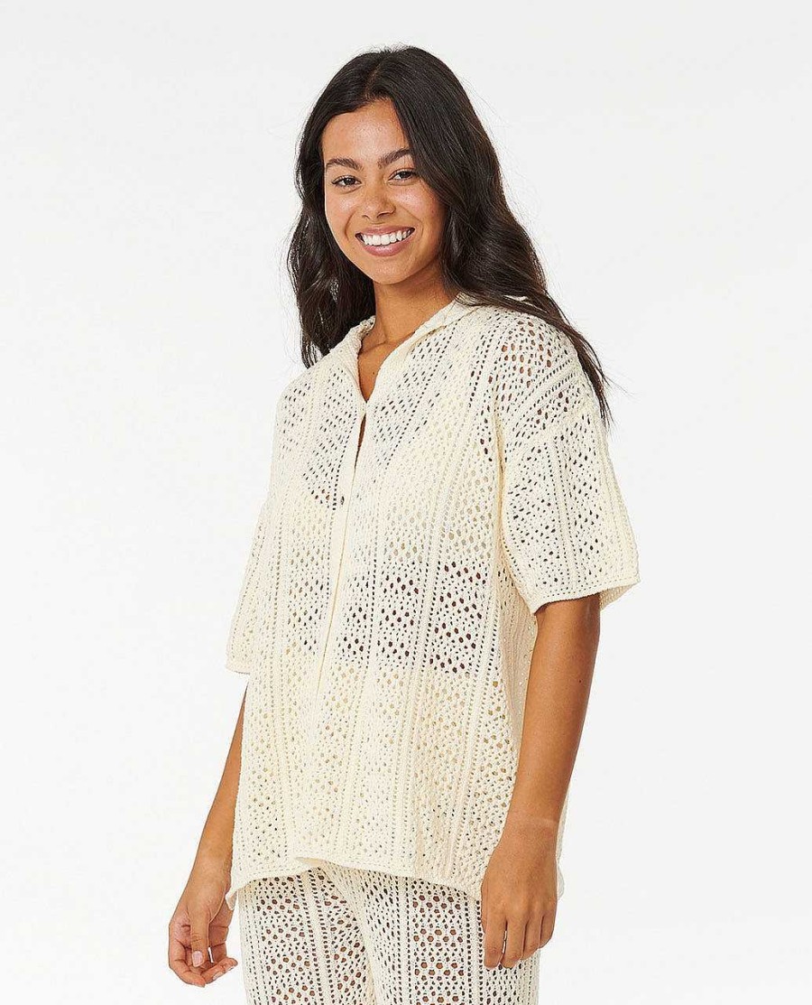 Women Rip Curl Shirts & Tops | Pacific Dreams Crochet Shirt Natural