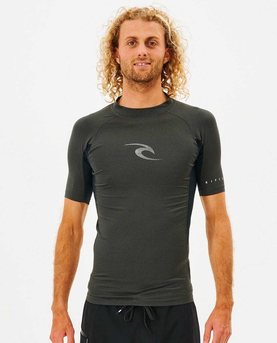 Men Rip Curl Rash Guards | Waves Short Sleeve Upf Rashguard