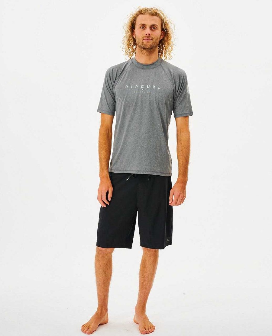 Men Rip Curl Rash Guards | Shockwave Short Sleeve Upf Rash Guard