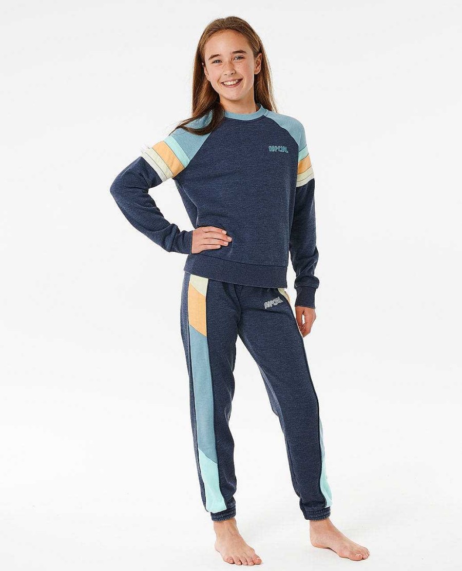 Girls Rip Curl Hoodies & Jumpers | Surf Revival Raglan Crew - Girl (8-14 Years) Dark Navy