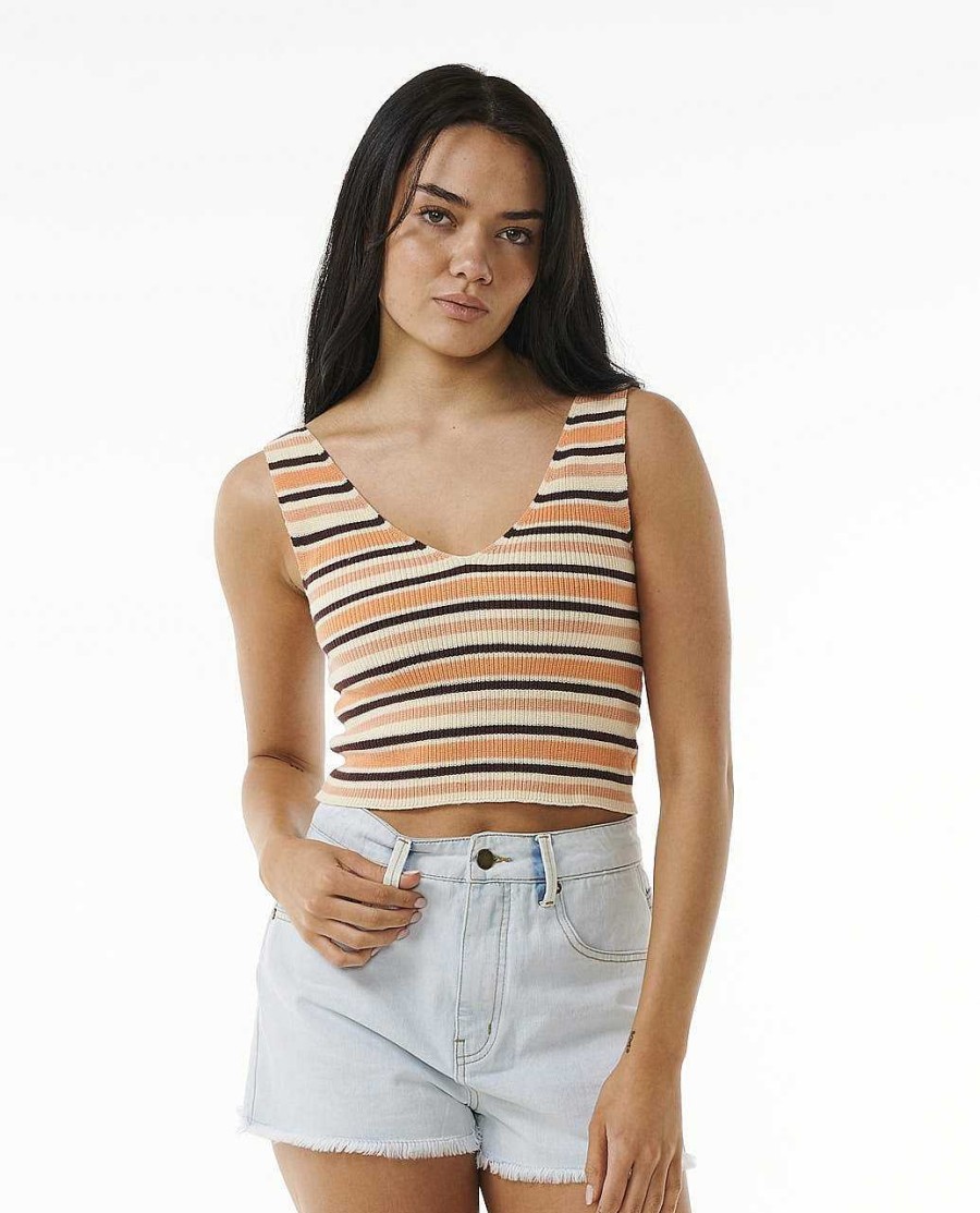 Women Rip Curl Shirts & Tops | Block Party Knit Top Peach