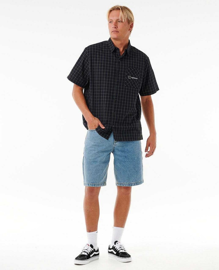 Men Rip Curl Shirts & Flannels | Super Computer Short Sleeve Shirt Black