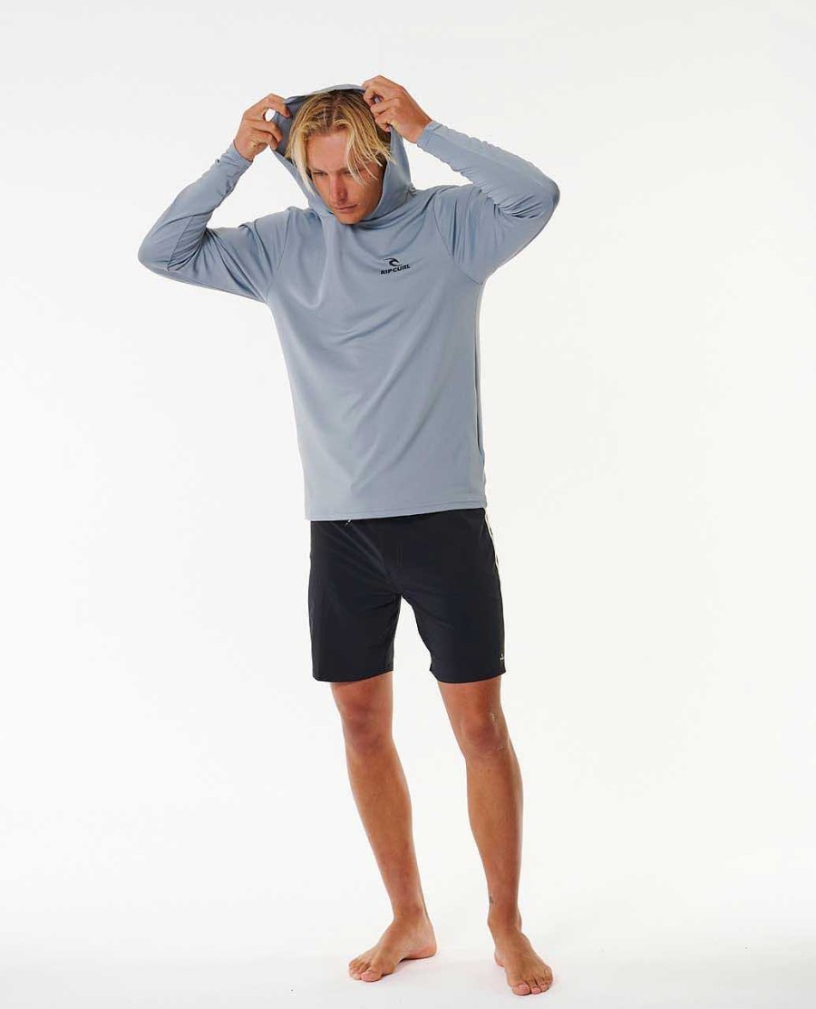 Men Rip Curl Rash Guards | Stack Uv Long Sleeve Hood Rash Vest