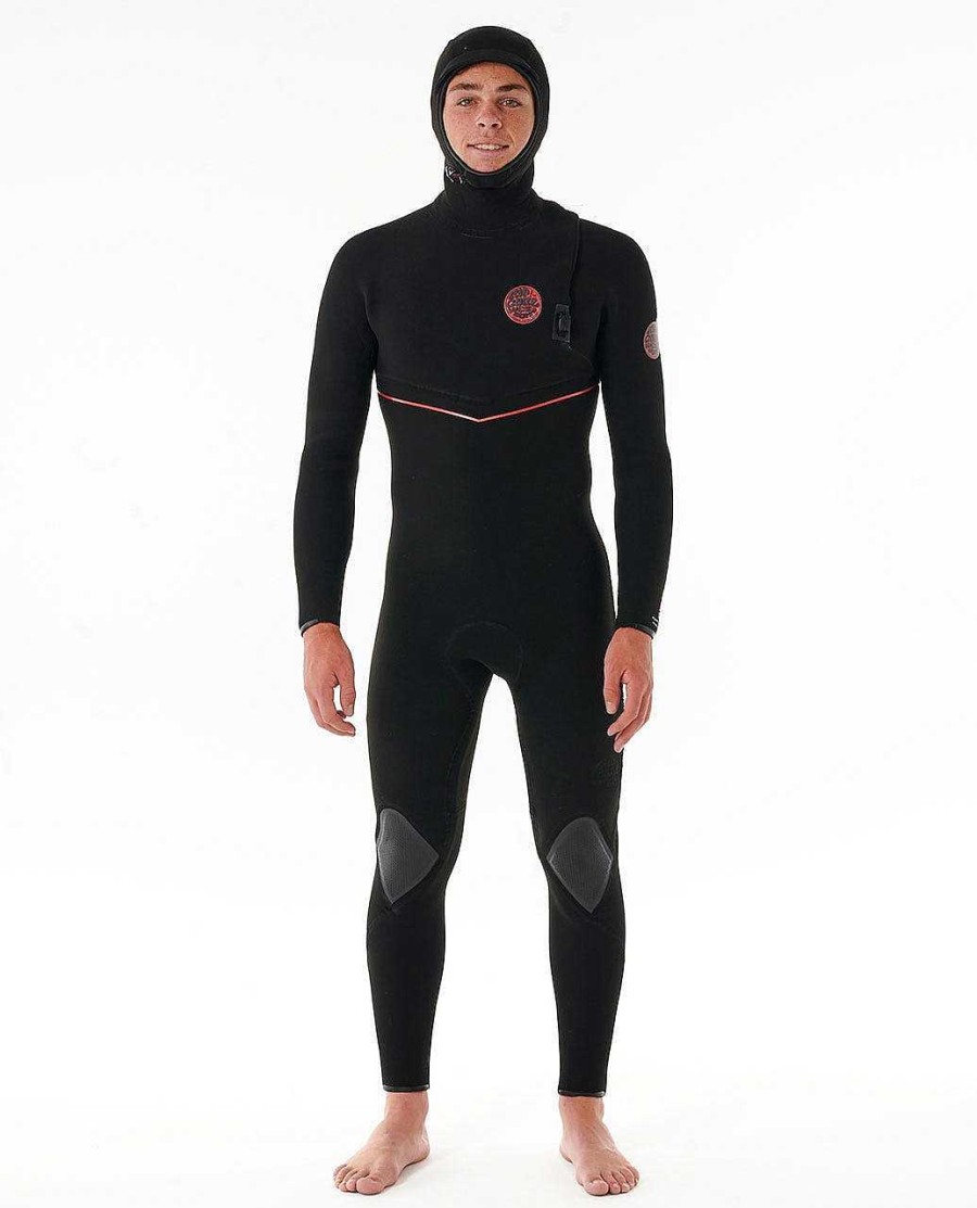 Men Rip Curl Fullsuits | E7 Flashbomb Fusion 5/4 Hood Zip Free Fullsuit Wetsuit Black