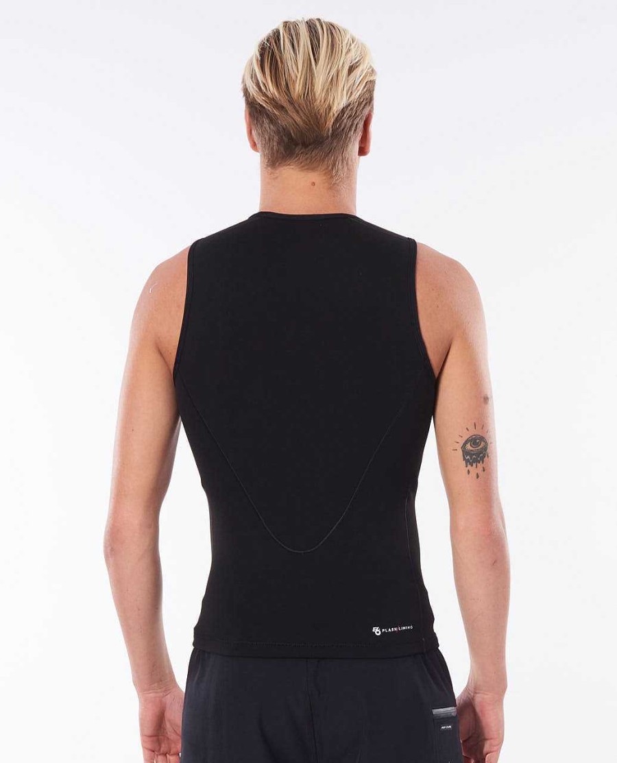 Men Rip Curl Jackets Vests & Bottoms | Flashbomb 0.5Mm Sleeveless Vest Black