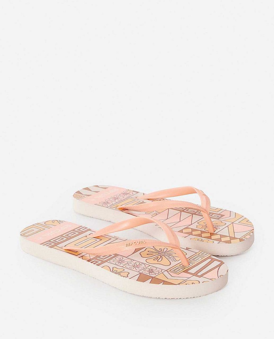 Women Rip Curl Sandals | Block Party Bloom Open Toe Bright Peach