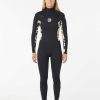 Women Rip Curl Fullsuits | Women'S 4/3 Dawn Patrol Chest Zip Wetsuit Black/Black