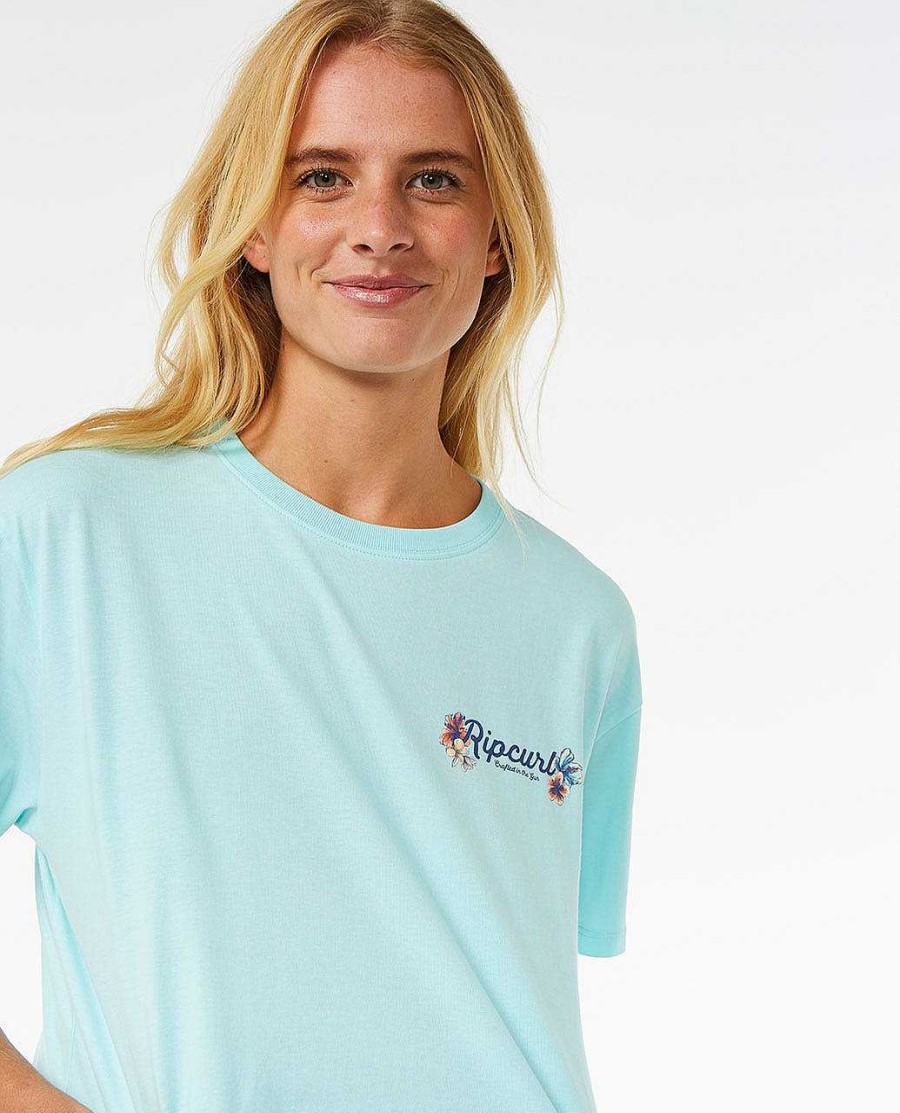 Women Rip Curl Tees & Tanks | Dancing Crop Tee Sky Blue