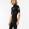 Men Rip Curl Springsuits | E6 E-Bomb 2/2 Gb Sealed Zip Free Springsuit Wetsuit Black