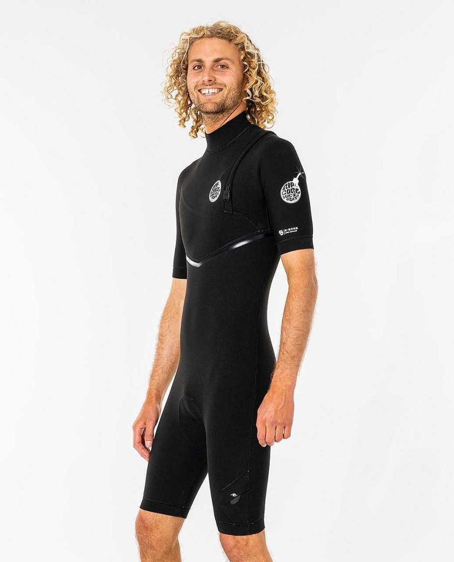 Men Rip Curl Springsuits | E6 E-Bomb 2/2 Gb Sealed Zip Free Springsuit Wetsuit Black