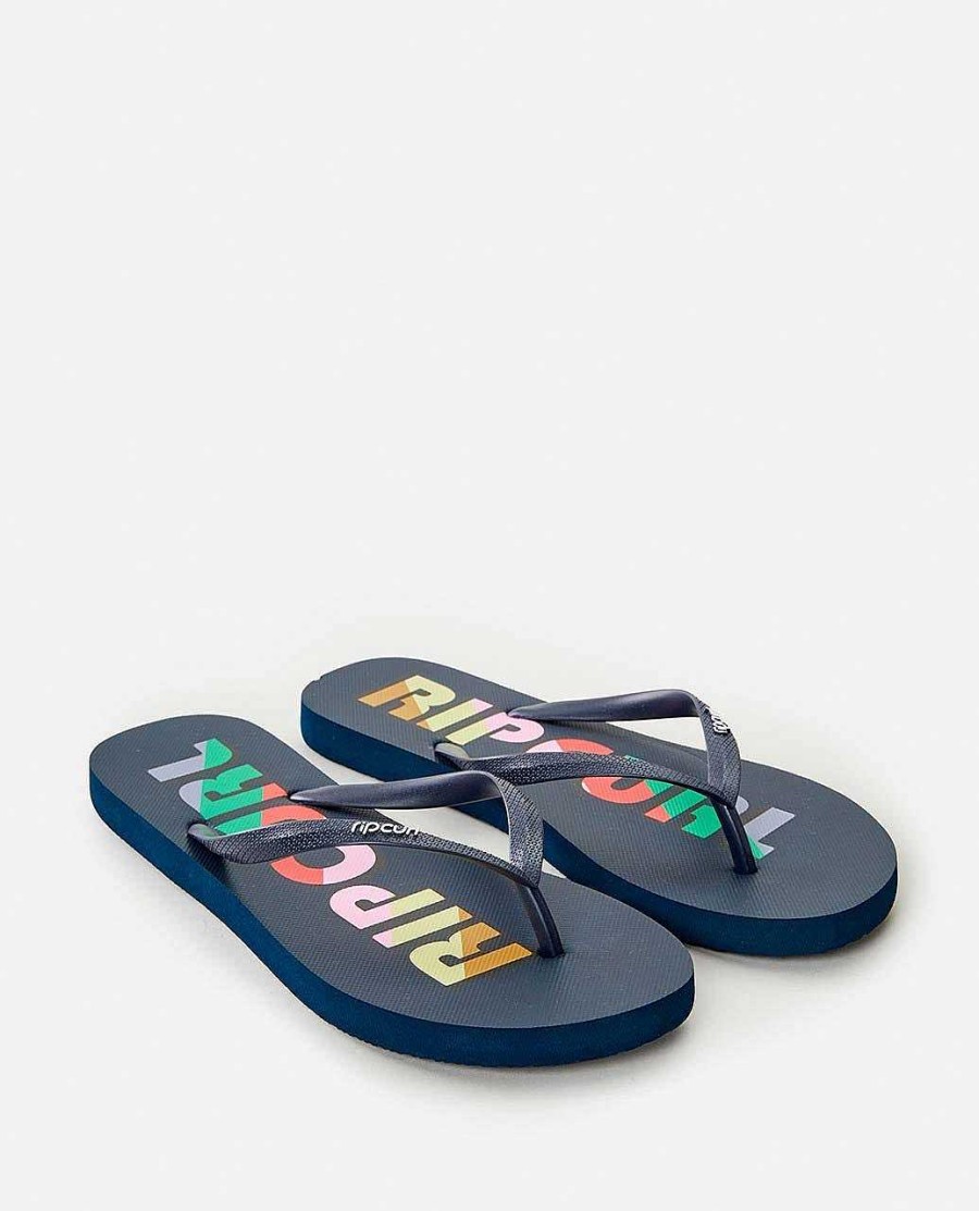 Women Rip Curl Sandals | Rainbow Surf Revival Open Toe Sandals Navy