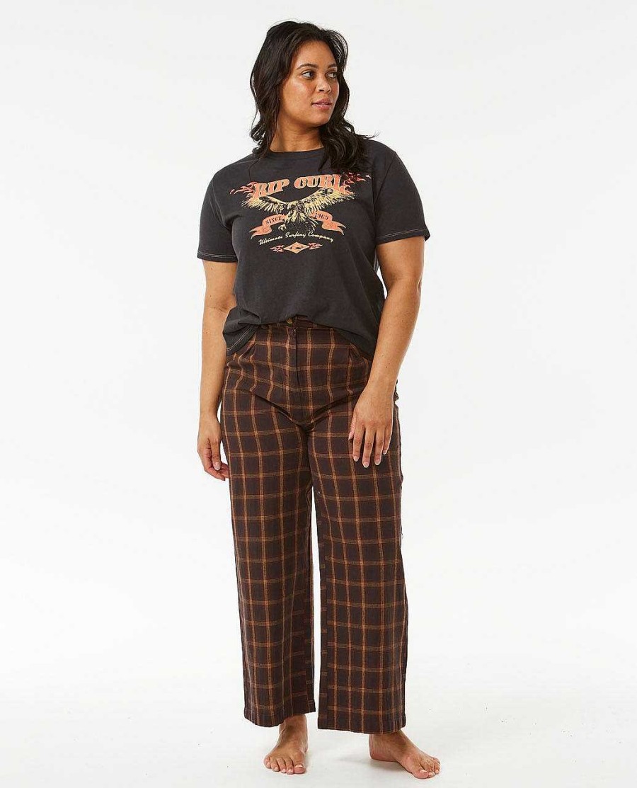 Women Rip Curl Pants | Sea Of Dreams Check Pant Washed Black