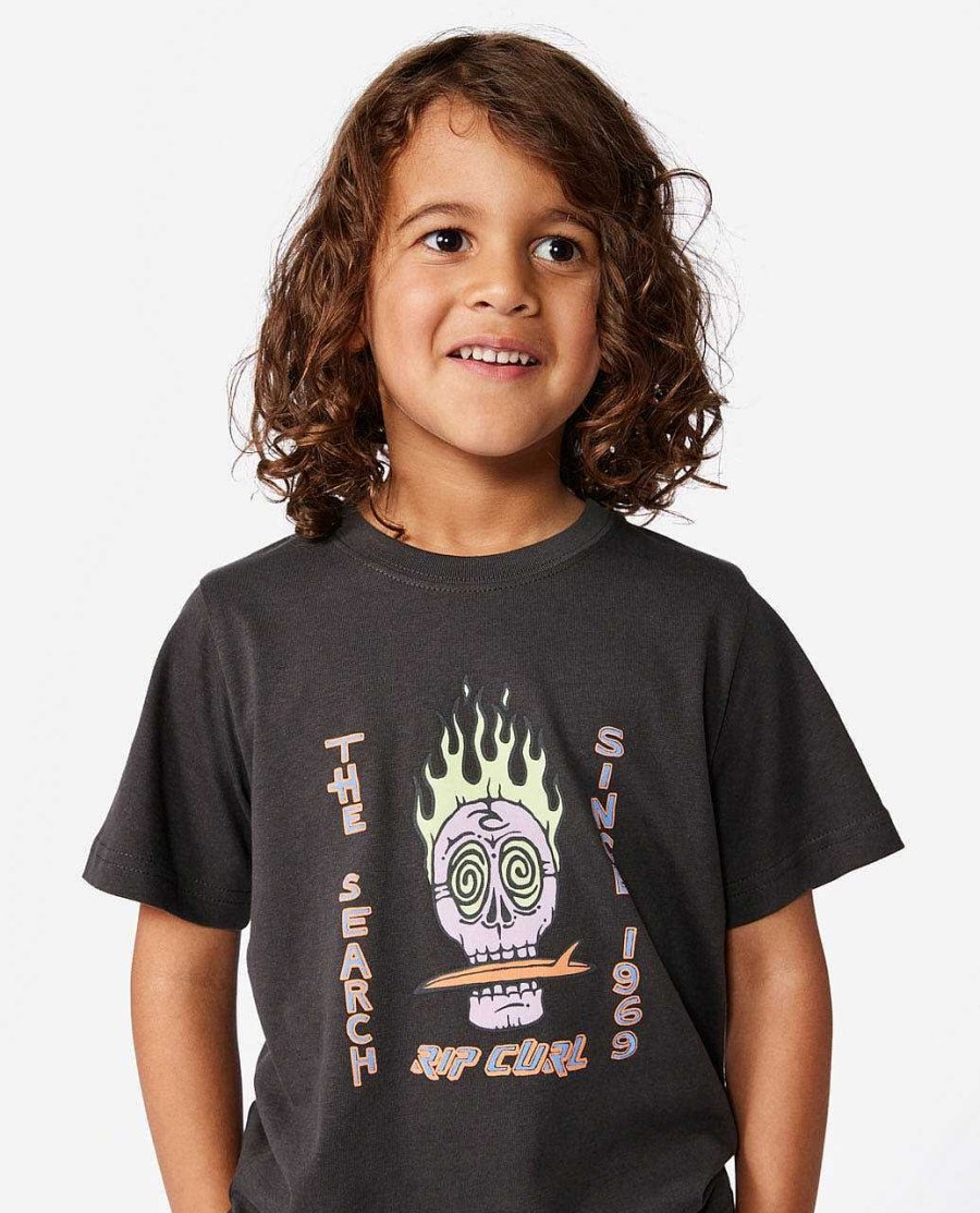 Boys Rip Curl Tops & Tees | Static Youth Skull Tee - Boys (1-8 Years) Washed Black