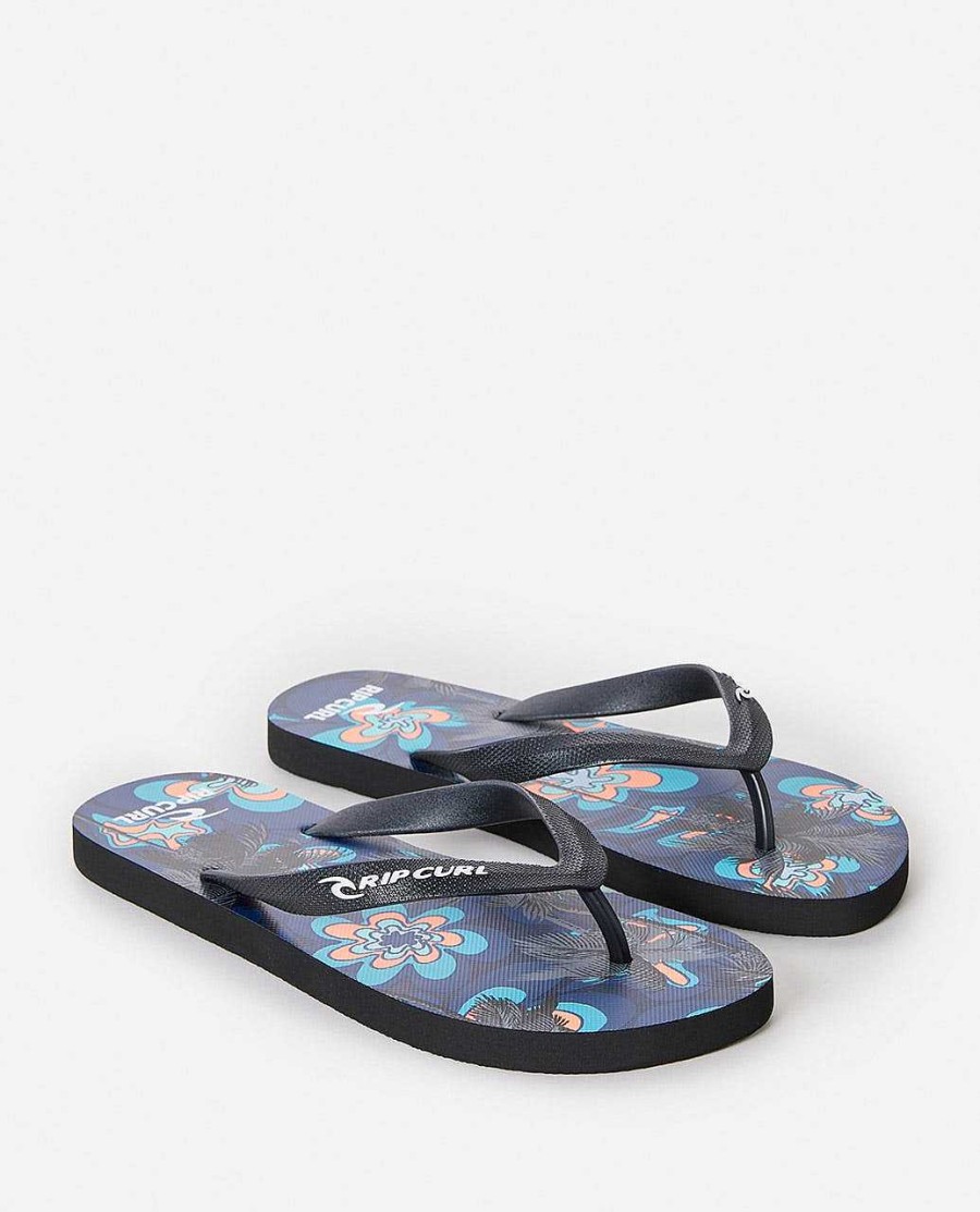 Men Rip Curl Sandals | Barrel Killa Bloom Open Toe Black/Blue