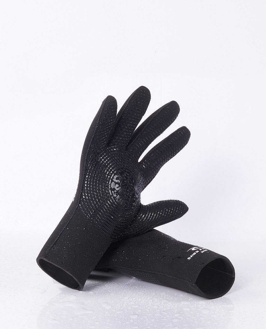 Men Rip Curl Booties Gloves & Hoods | Dawn Patrol 3Mm Gloves Black