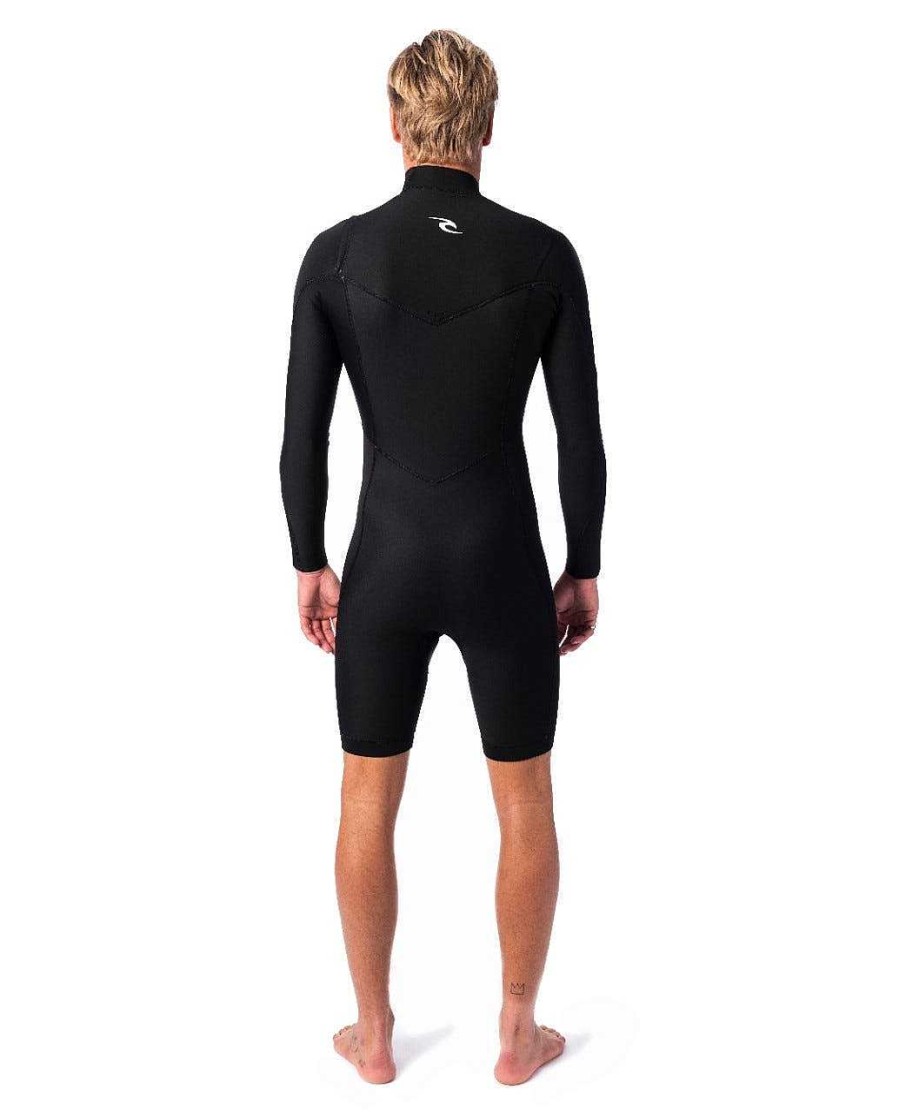 Men Rip Curl Springsuits | Dawn Patrol Long Sleeve 2/2 Chest Zip Wetsuit Black