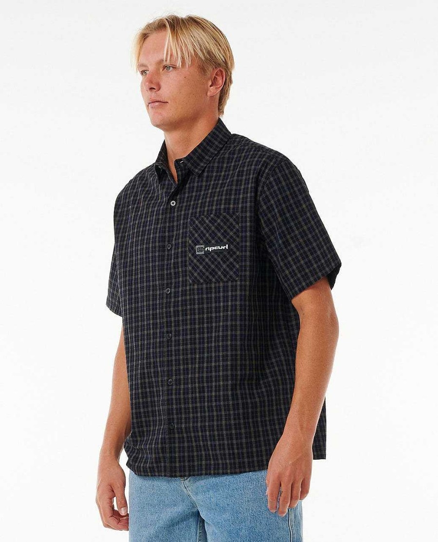 Men Rip Curl Shirts & Flannels | Super Computer Short Sleeve Shirt Black