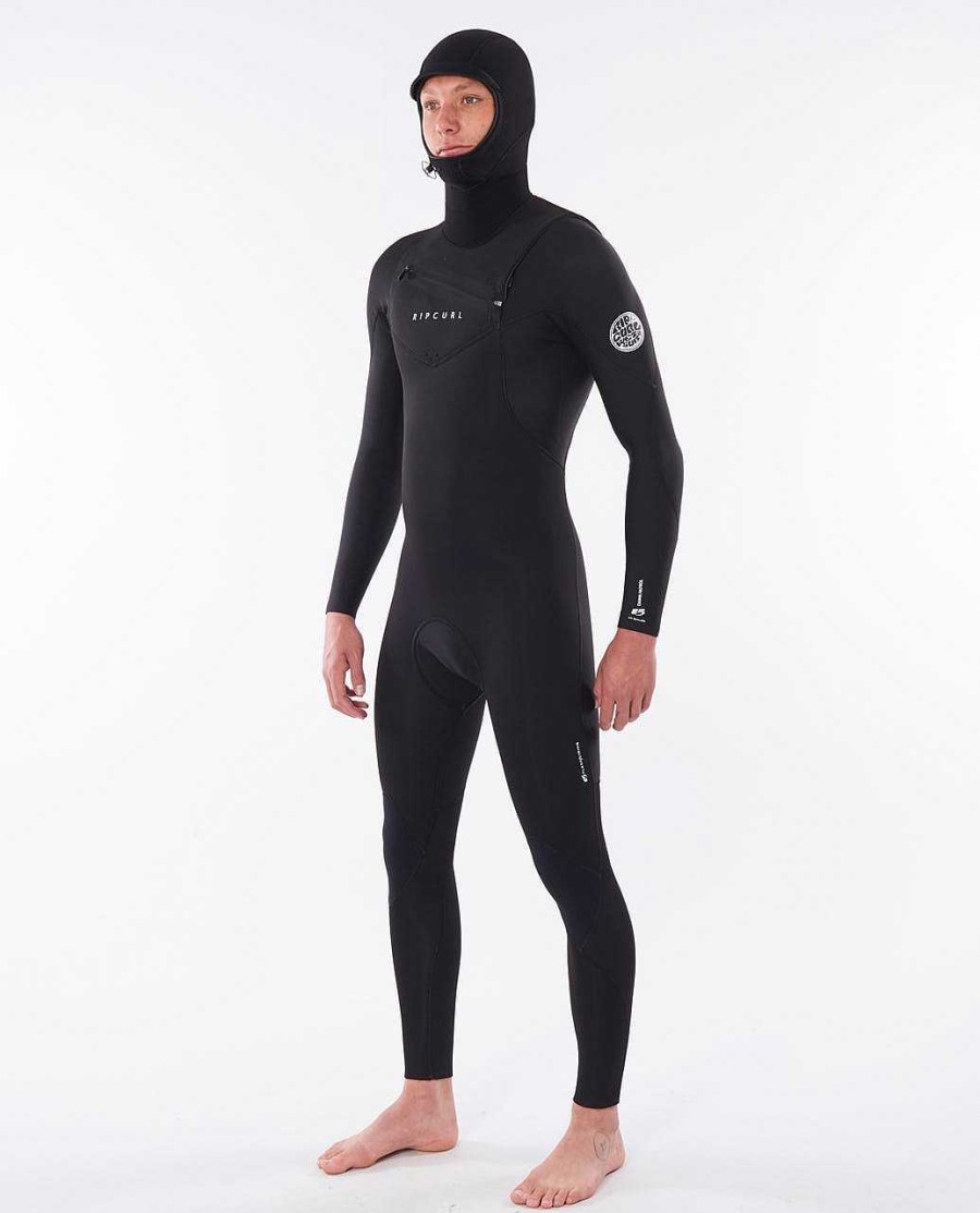 Men Rip Curl Fullsuits | Dawn Patrol 5/4 Hooded Chest Zip Wetsuit Black