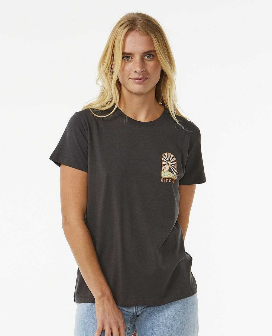 Women Rip Curl Tees & Tanks | Magic Bay Standard Tee Washed Black